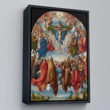 Uslucan Alışveriş Ahşap Çerçeveli Albrecht Dürer - Üçlü Birliğin Hayranlığı Tablo - Adoration Of The TRINITY-8054