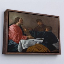 Uslucan Alışveriş Ahşap Çerçeveli Diego Velázquez - Emmaus'ta Akşam Yemeği Tablo - The Supper At EMMAUS-7145