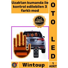 Wintoup #led Dekoratif Kablosuz Oto Dış Modifiye Gece Hareketli Selamlama Kumandalı 3 Modlu El Şeklinde LED