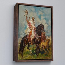 Uslucan Alışveriş Ahşap Çerçeveli Henri Emilien Rousseau - Şahin Avcısı Tablo - The FALCONER-7428