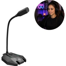 Snopy SN-110M Siyah LED Işıklı USB Gaming Oyuncu Masaüstü Mikrofon