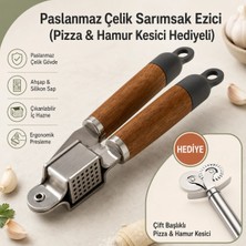 PratikBir Paslanmaz Çelik Sarımsak Ezici / Pizza&hamur Kesici Hediyeli
