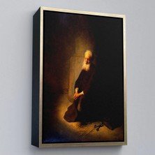Uslucan Alışveriş Ahşap Çerçeveli Rembrandt Van Rijn - Hapishanedeki Havari Aziz Peter Diz Çökmüş TABLO-7410