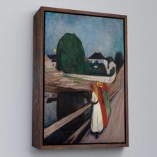 Uslucan Alışveriş Ahşap Çerçeveli Edvard Munch - Köprüdeki Kızlar Tablo - The Girls On The BRIDGE-7429