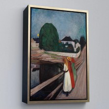 Uslucan Alışveriş Ahşap Çerçeveli Edvard Munch - Köprüdeki Kızlar Tablo - The Girls On The BRIDGE-7429