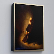 Uslucan Alışveriş Ahşap Çerçeveli Rembrandt Van Rijn - Hapishanedeki Havari Aziz Peter Diz Çökmüş TABLO-7410