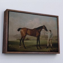 Uslucan Alışveriş Ahşap Çerçeveli George Stubbs'un Uzun Bacaklı At ve Jokeyi Tablosu - Molly Long-Legs With Her JOCKEY-7012