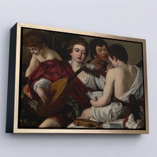 Uslucan Alışveriş Ahşap Çerçeveli Caravaggio - Müzisyenler Tablo - The MUSICIANS-7144