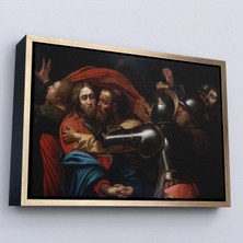 Uslucan Alışveriş Ahşap Çerçeveli Caravaggio -Isanın Inişi Tablo - The Taking Of CHRIST-7146