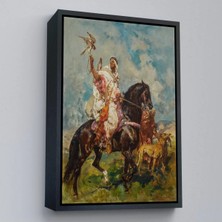 Uslucan Alışveriş Ahşap Çerçeveli Henri Emilien Rousseau - Şahin Avcısı Tablo - The FALCONER-7428