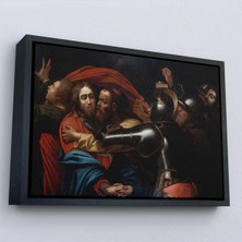 Uslucan Alışveriş Ahşap Çerçeveli Caravaggio -Isanın Inişi Tablo - The Taking Of CHRIST-7146