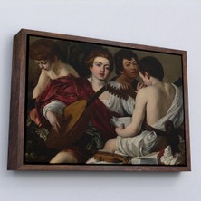 Uslucan Alışveriş Ahşap Çerçeveli Caravaggio - Müzisyenler Tablo - The MUSICIANS-7144