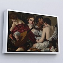 Uslucan Alışveriş Ahşap Çerçeveli Caravaggio - Müzisyenler Tablo - The MUSICIANS-7144