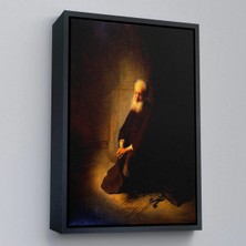 Uslucan Alışveriş Ahşap Çerçeveli Rembrandt Van Rijn - Hapishanedeki Havari Aziz Peter Diz Çökmüş TABLO-7410
