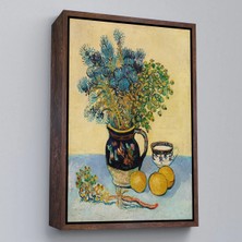 Uslucan Alışveriş Ahşap Çerçeveli Natürmort Kır Çiçekleri Ile Majolica Tarzı Sürahi Tablo - Vincent Van GOGH-7451