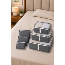 Adarya Home 6 Parça Valiz Düzenleyici Set Fileli Bavul Organizer Seyahat Hurcu Çanta Düzenleyici Gri