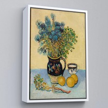 Uslucan Alışveriş Ahşap Çerçeveli Natürmort Kır Çiçekleri Ile Majolica Tarzı Sürahi Tablo - Vincent Van GOGH-7451