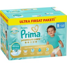 Prima bebek Bezi Premium Care 5 Beden Junior Ultra Fırsat Paketi 11-16 kg 74 Adet (4'li Paket)