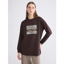 Lc Waikiki Yeni Sezon Baskılı Oversize Kadın Sweatshirt Tunik