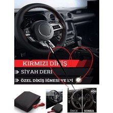 Uslucan Alışveriş Hyundaı I40 Sw Uyumlu Araç,araba,oto Direksiyon Kılıfı Kırmızı Dikiş