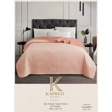 Kapreo Home Çok Amaçlı Çift Kişilik Yatak Örtüsü 200 x 220 Bej - Pembe