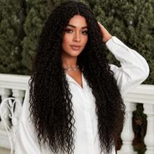 ALFA AKSESUAR 03 Afro Dalga Fiber Sentetik Tül Peruk / Koyu Kestane