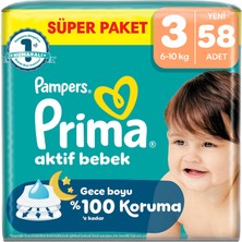 Prima Aktif Bebek Süper Paket 3 Beden 58'li (4'li Paket)
