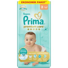 Prima Bebek Bezi Premium Care 3 Numara 52'li 6-10 kg Ekonomik Paket (2'li Paket)