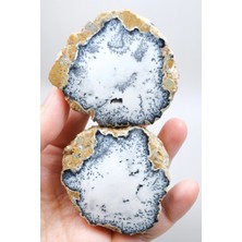 Healcrystal Dendritik Simya: Merlinit (Dendritik Opal) - Cilalı Çift