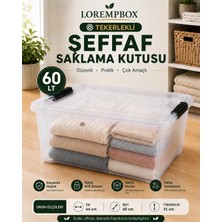 Lorempbox 60 Lt Tekerlekli Şeffaf Saklama Kutusu | Kilitli Kapaklı Plastik Düzenleme Kutusu | Çok Amaçlı Depolama Organizeri | Tek Adet