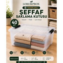 Lorempbox 40 Lt Tekerlekli Şeffaf Saklama Kutusu | Kilitli Kapaklı Plastik Düzenleme Kutusu | Çok Amaçlı Depolama Organizeri | Tek Adet