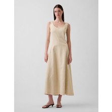 Gap Kadın Bej Scoop Neck Maxi Elbise