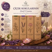 Çiçek Kokuları Doğal Tütsüler 4X20 Adet - Uzun Süre Kalıcı Odunsu Aromalar