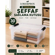Lorempbox 30 Lt Tekerlekli Şeffaf Saklama Kutusu | Kilitli Kapaklı Plastik Düzenleme Kutusu | Çok Amaçlı Depolama Organizeri | Tek Adet