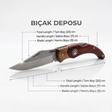 Bıçak Deposu Bumin Özel Seri Ahşap Saplı Kamp Çakısı Avcı Bıçağı Çakı Outdoor Çakı 20 cm