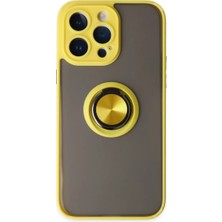 Eseno Select iPhone 14 Pro Max ile Uyumlu Uyumlu Kılıf Montreal Yüzüklü Silikon Kapak Sarı