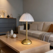 Artisan Cappadocia Uzun Mantar çizgili Model LED Masa Lambası – Dokunmatik, 3 Renk Işık Modlu, Şarjlı Dekoratif Gece Lambası (5639)