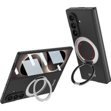 HTstore Galaxy Uyumlu Z Fold 8 Ultra Kılıf M-Safe Şarj Özellikli Zore Kıpta Yüzüklü Kamera Korumalı Kapak-Siyah