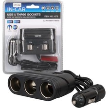 Olesson 1678 12-24V 4 USB Girişli 120W 80CM Kablolu 3’lü Araç Çakmak Çoklayıcı