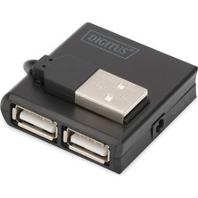 Digitus DA-70217 Digitus® USB 2.0 Yüksek Hızlı Hub 4-Girişli 4x USB A/f, 1x USB Bmini/m, USB Kablosu
