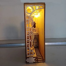 Ardecem Bilgisayar Nostaljik Tren Istasyonu Book Nook Kitap Tutucu - Dıy Ahşap Minyatür Maket
