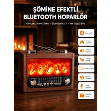 Solar Şarjlı Şömine Işıklı Bluetooth Hoparlör – Radyo, Usb, Tf Kart Destekli