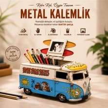 Dekoratif Metal Volkswagen Minibüs Kalemlik | El Yapımı Fotoğraf Çerçeveli