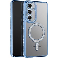 Eseno Select Samsung Galaxy A37 5g ile Uyumlu Joke Simli Magneticsafe Kılıf Mavi