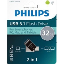 FM32DC152B/00 32GB 2 In 1 Type-C/usb 3.1 Siyah Gri USB Bellek