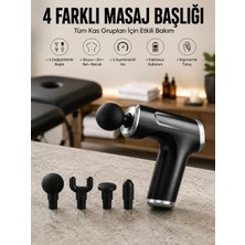 Masaj Tabancası 4 Başlıklı Kas ve Vücut Ağrıları Için Şarjlı Darbeli