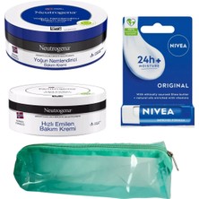 Neutrogena Hızlı Emilen Bakım Kremi 200 ml + Yoğun Nemlendirici Bakım Kremi 200 ml + Dudak Kremi + Çanta