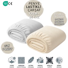Joyful Kids 2'li Ekonomik Set – %100 Pamuk Likralı Lastikli Penye Çarşaf (Krem / Beyaz / Karışık)