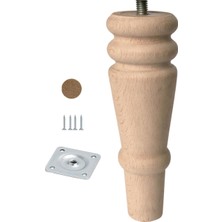 EstoreBox Bohem 15 cm Doğal Boyasız Ahşap Ayak Silindir Mobilya Koltuk Kanepe Ayağı Metal Montaj Aparat & Keç