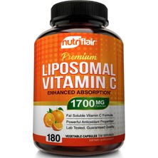 Nutriflair Liposomal Vitamin C (Ösg Özel Sporcu Gıdaları) 1700MG, 180 Capsul - High Absorption, Fat Soluble Vıt C, Antioxidant, Higher Bioavailability Immune System Support & Collagen Booster.